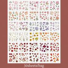 30 Sheets/Book Sticker Book, Romantic Collector Series, Vintage Specimen Flower PET Sticker Book, Scrapbook Supplies, Notebook Accessories, Decorative Photo Frames, Computers, Phone Cases, Water Cups, Junk Magazines, Pencil Cases, Suitcases, Desktop Decorative Stickers - Multicolor - View 13