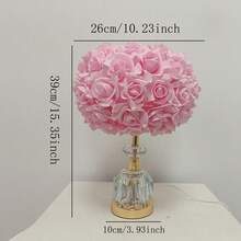 Minimalist Romantic Rose Lamp, Football Crystal Lamp, Pink Rose Lamp, Cute Valentine's Day Gift - Pink - View 9