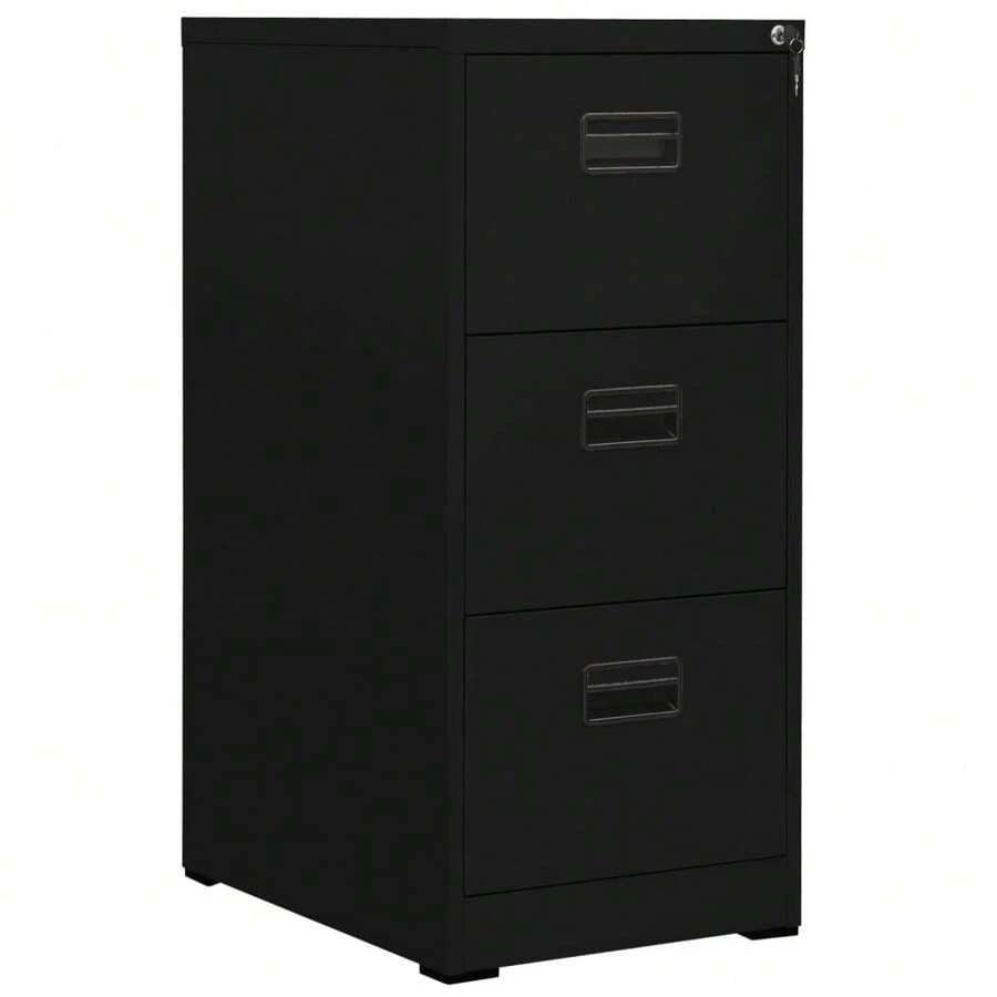 vidaXL Classeur Noir 46x62x102,5 cm Acier - Noir - Voir 1