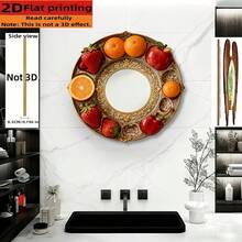 1pc Fruit Basket Wall Hanging Mirror, Flat Wooden Wall Art, Acrylic Mirror Surface, Home Wall Decor, Room Decoration, Holiday Birthday Gift, Unique Decorative Mirror, Minimalist Style Flat Mirror, Art Decor, Please Peel Off Front Protective Film Before Use - LQ - View 4