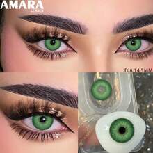 AMARA 1pair HOLLAND Series Soft Contact Lenses Green Contact Lenses, Eye Makeup 14.5mm Gray Brown Eye Makeup One-Year Use - HOLLAND-gREEN - View 7