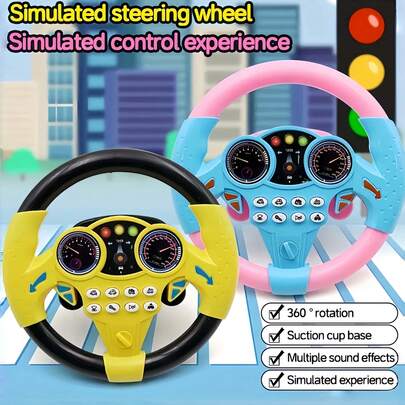 360° Rotating Multifunctional Suction Cup Steering Wheel Toy, Early Education Tool For Children, Simulating Driving Fun, Realistic Car Sound Effects, Suitable For 1-3 Years Old Toddlers, Also Can Be Used As Driving Simulator, 3-8 Years Old Kids Toy, 3 Years Old Boys Toy, 3 Years Old Children Learning Toy, Car Game Or Gift For Boys