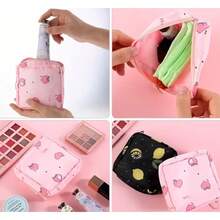 Cute Sanitary Pad Organizer & Travel Bag -  Zipper Closure, Lightweight & Spacious Period Pouch For Women, Girls - Everyday Use - Compatible With Sanitary Pads & Tampons - Easy-Clean Fabric - đào hồng - Xem 3