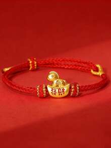 1pc/ Natural Stone Bracelet, Zodiac Horse, Money Coming Soon, Red Bracelet, Hand-Woven, Adjustable Size, Exquisite Red String Bracelet, An Ideal Gift For Friends During Festivals And Gatherings - Pony Woven Bracelet - View 18