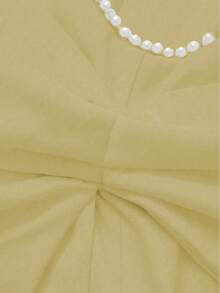 Big Bow Backless Split Thigh Dress - Yellow - View 9