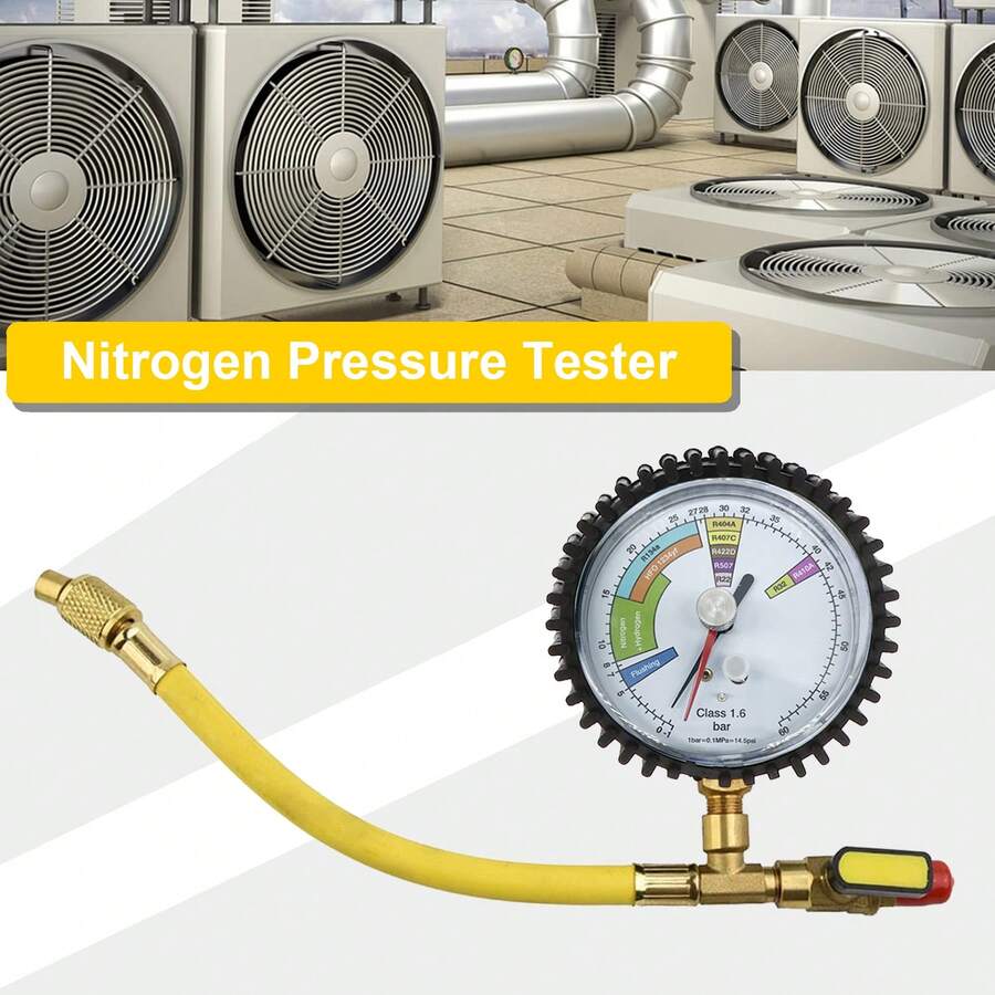 Nitrogen Pressure Gauge Tester For Air Conditioning, Refrigerant, Car HVAC System(R134a, R22, R407C, R410A, R404A, R507, R32)