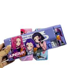 1个卡通KPOP文件盒，魔法少女组合文具盒，大容量双面磁扣带卷笔刀，卡通学生多功能铅笔盒 - 彩色 - 查看 5