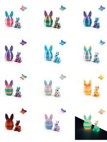 1pc 3D Rabbit Easter Egg, Creative Holiday Decor Gift, Suitable For Family Events, Holiday Outdoor, Easter Egg Hunt, Birthday Party, Outdoor Fun, Lawn Carnival, Thanksgiving, Back To School (Random Color Distribution In Rainbow Series) - Multicolor - View 5