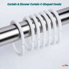 C-Shaped Curtain Hooks PP Resin Easy Installation Quiet & Smooth For Shower & Window Curtains - Multicolor - View 1