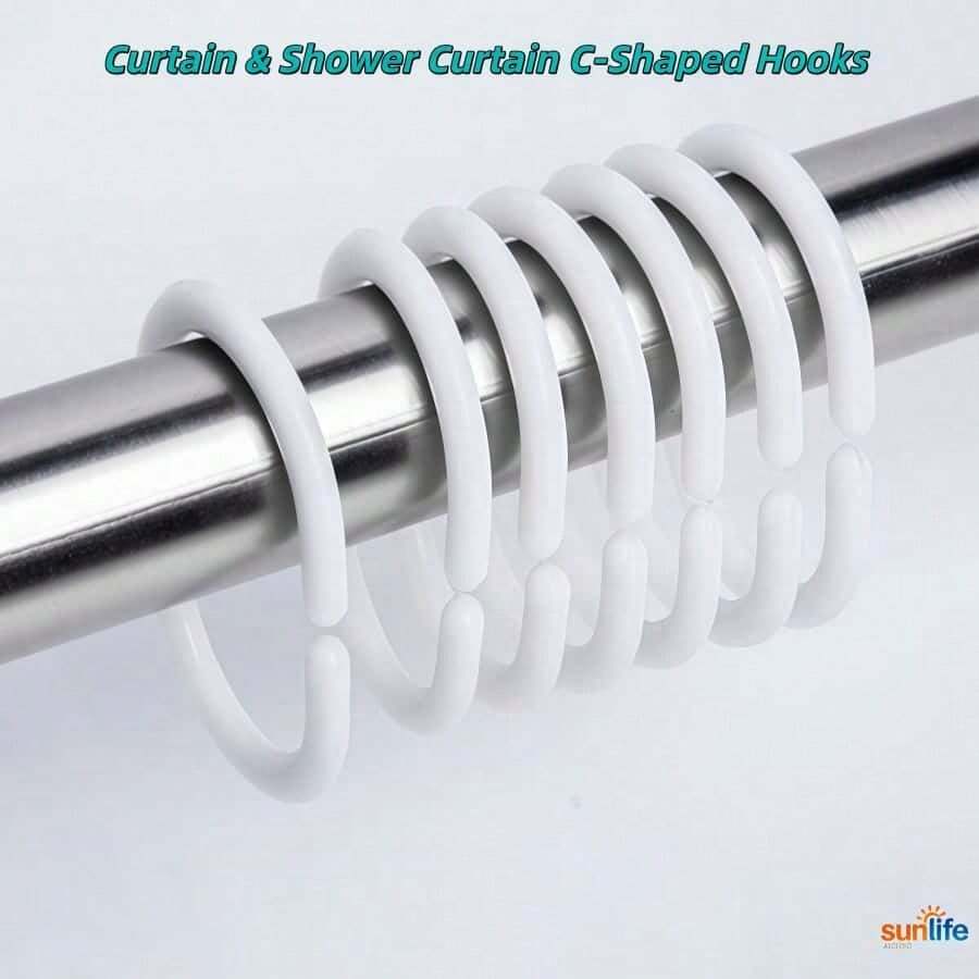 C-Shaped Curtain Hooks PP Resin Easy Installation Quiet & Smooth For Shower & Window Curtains - Multicolor - View 1