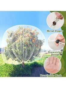 Fruit Mesh Bags, Suitable For Fruit Trees, Bird-Proof Mesh Protection Of Apple Trees And Blueberry Shrubs From Birds, Pests And Deer, Cicada Mesh Cover With Zippers And Drawstrings - White - View 6