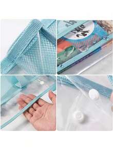 Clear Tote Bag - Large Pouch For Students, PVC Cosmetic Organizer, Clear Bag For Stadium Events,Back To School Supplies,School Tops,Home And Living New In,Gifts,Household Items,Bathroom Accessories,School Supplies,Back To School,Office Supplies,Outdoor Supplies,Organization And Storage,Storage Supplies,Summer Outfits,Valentine'S Day,Valentines. - 藍色 - 查看 3