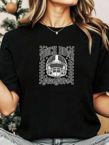 Camiseta de temporada de fútbol, camiseta de mamá de fútbol, camiseta de día de partido de fútbol, camiseta de temporada de otoño de fútbol - Negro - Ver 2
