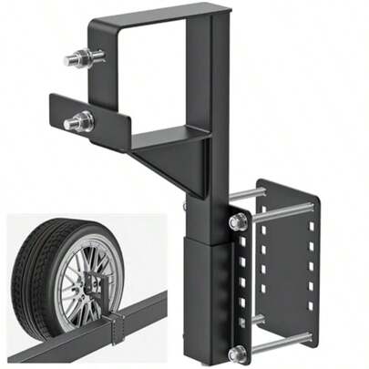 SELEWARE Spare Tire Carrier 160LBS Heavy Duty Bolt-On Trailer Spare Tire Mount Bracket For 15" And 16" Wheels Powder Coated Steel Construction Fits Utility Camper RV Trailers Tongue Under 6"X4"
