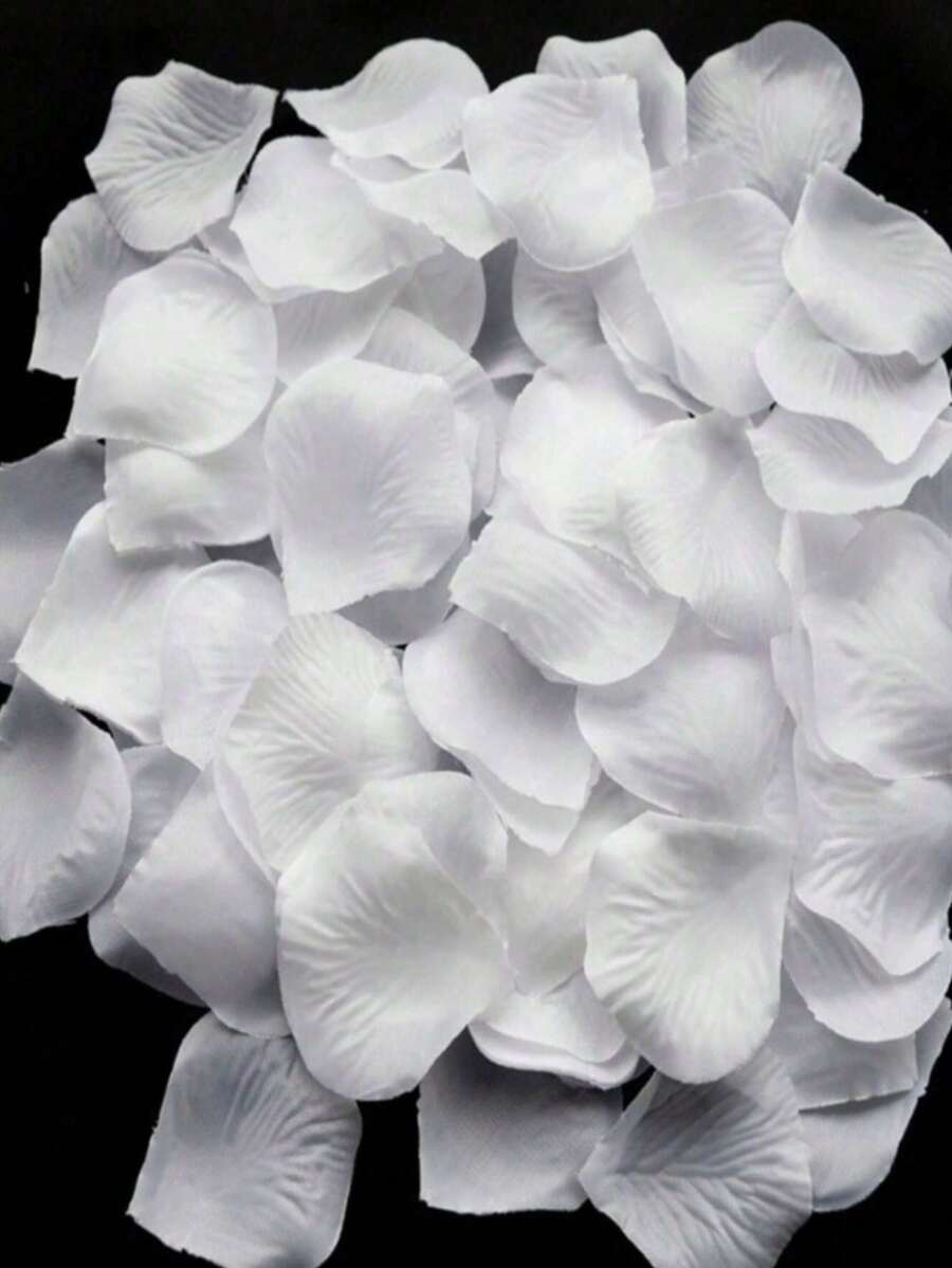 100pcs/200pcs/500pcs/1000pcs Per Pack, Multiple Colors Available, Artificial Rose Petals, Suitable For Wedding Decoration, Wedding Supplies, Romantic Night, Proposal Decoration, Valentine's Day, Wedding Anniversary, Dining Table Decoration And Other Occasions. - White - View 1