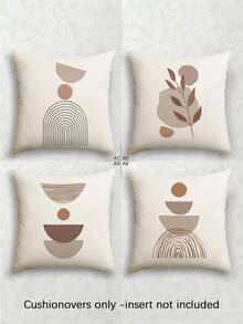 4 fundas de almohada estilo bohemio, fundas de cojín decorativas de línea de moda minimalista, fundas de almohada con sensación de lino, fundas de almohada con diseño popular de Oriente Medio, lavables a máquina, con cierre de cremallera, fundas de almohada decorativas de poliéster, adecuadas para la decoración del hogar, fundas de almohada impresas por un solo lado, aplicables para la sala de estar, el dormitorio, el sofá, sin relleno de almohada