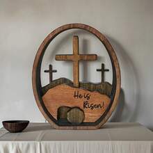 1 Piece Empty Tomb Easter Scene And Cross 3D Decoration, Wooden Easter Resurrection Scene Cross Jesus Tomb Tray, Jesus Nativity Scene Decoration Suitable For Religious Home Office Desktop. - 14cm*11.5cm/5.5inx4.5in - Xem 5