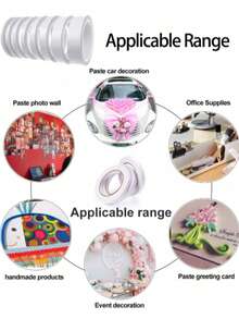 2pcs Double-Sided Adhesive Tape, High Viscosity Thin Handmade Tape, Spring Festival Couplet Two-Sided Strong Foam Transparent No Trace Adhesive Tape, Wall Mounted, Student & Kids Stationery, Ultra-Thin Double-Sided Tape - White - View 7