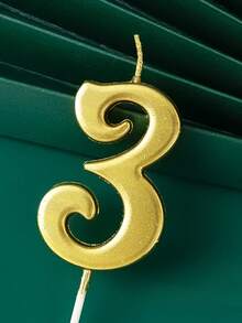 1pc 0-9 Creative Curved Gold Number Candle, Birthday Cake Decor, Suitable For Romantic Party, Birthday Celebration, Holiday Party, Singles Party Cake Decoration, Baking Decoration - Gold - View 9