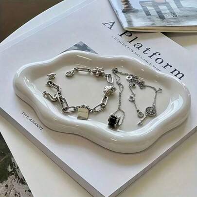 Casavie 1PC Large ABS Plastic Decorative Jewelry Tray – Multi-Purpose Organizer Tray For Necklaces, Watches, Bracelets And Accessories, Storage Solution For Home, Restaurant, Office, Outdoor Camping And Parties, Perfect For Jewelry Crafts