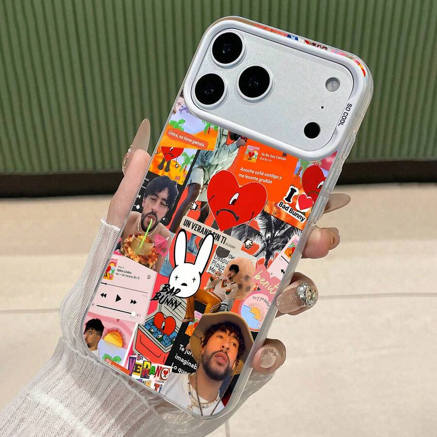 : collage de carátulas e imágenes de álbumes. Esta elegante funda es compatible con los modelos  16, 15, 14 Pro Max, 13, 12, 11, XR y XS Plus. Fabricada en silicona TPU, ofrece protección contra golpes y caídas, además de una sensación superior. Es un regalo ideal para familiares, amigos y seres queridos, y una opción perfecta para Navidad. - Blanco - Ver 1