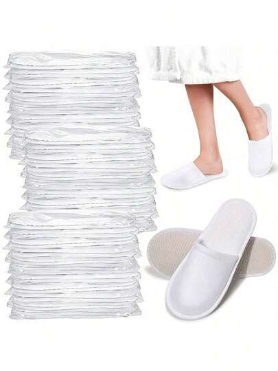 1 Pair/5 Pairs/10 Pairs/20 Pairs/25 Pairs/50 Pairs Disposable Slippers, Indoor Slippers, Slippers, Disposable Hotel Slippers, Unisex Slippers, Suitable For Air Travel, Guestrooms, Hotels, Hotel Supplies, Cleaning Supplies, Home Supplies, Back To School Supplies, Suitable For Travel, Hotels And Home Use, Back To School Supplies, Bridal Shower Parties, Valentine's Day