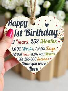 1 Peça Presente de Aniversário para Filhas/Filhos/Casais, Placa de Coração de Madeira, Decoração de Festa, Artesanato, Ornamentos, Decoração de Cena, Presente Ideal para Melhores Amigos, Decoração de Festa de Feriado (Com Corda) - Multicolorido - Visão 12