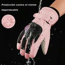DQST Guantes para Frío Hombre y Mujer, Guantes Termicos, Guantes Impermeables para Nieve, Función de Pantalla Táctil, Antideslizante, Adecuado para Esquiar, Escalar Montañas, Cámping, Motocicletas. - M-Rosa - Ver 3