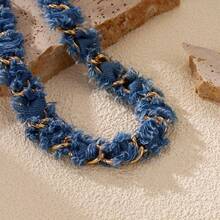 Vintage Denim Lace Style Bracelet For Women, Simple Hip-Hop Style Women's Bracelet, Fashionable Jewelry Accessories Suitable For Daily Party And Vacation Wear, Give Her A Gift - 1Pcs - 查看 4