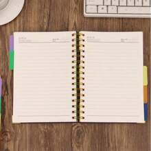 A5 Spiral Notebook - 300 Pages Hard Cover PU Notebook, 100GSM Thick Paper, Retro Style, Horizontal Lines, Faux Leather Cover, Suitable For Work, School And College Planning, Notebook And Diary With Removable Dividers And Tabs, 5 Subjects, College Ruled, College Notebook, Student Planner - Multicolor - View 9