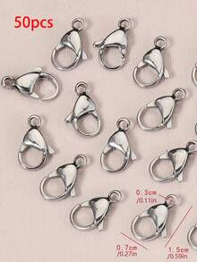 20/30/50pcs Stainless Steel Lobster Clasps, Secure Claw Connectors For Bracelet Necklace Chain, DIY Jewelry Making Supplies