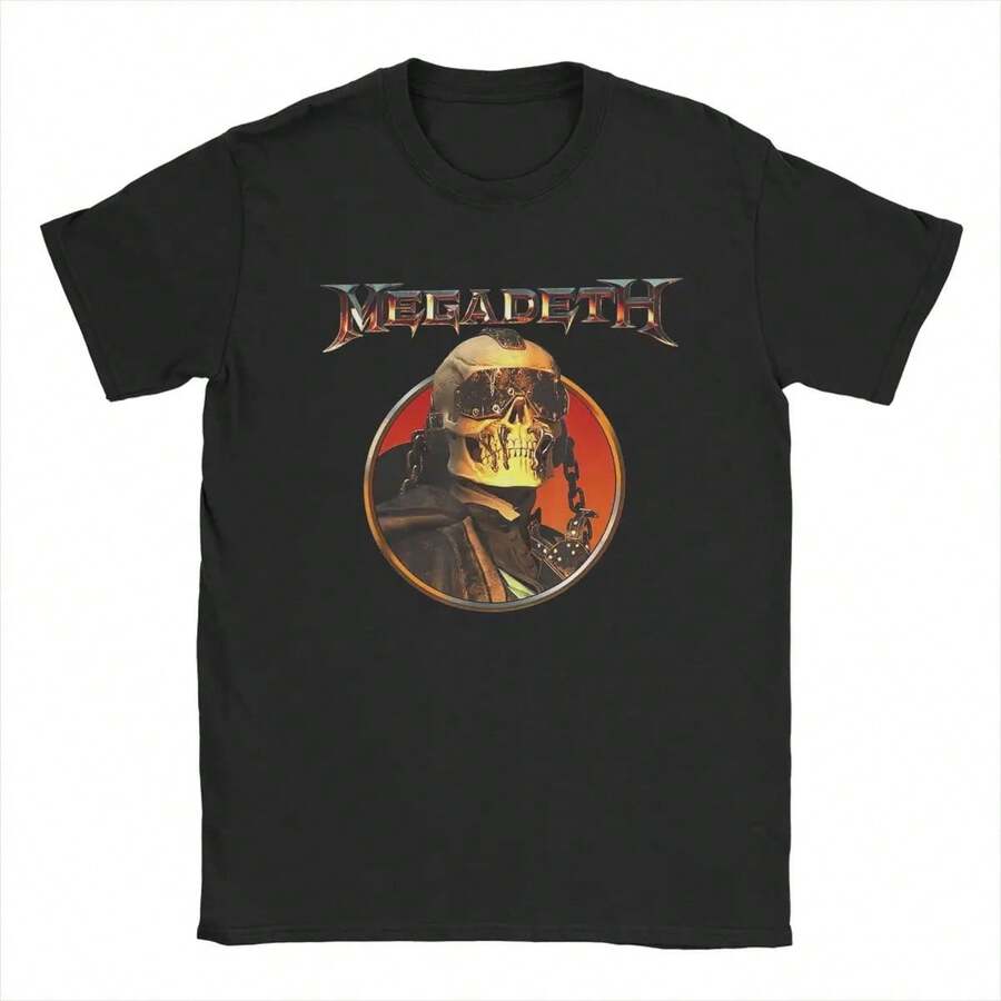 Camisetas de Hombre Megadeths The Sick The Dying Moda Camiseta de Algodón de Manga Corta Camisetas Cuello Redondo Ropa Talla Grande - Negro - Ver 1