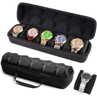 Resistente Duro Estuche de Viaje para Relojes Hombre, Caja Organizadora de Reloj Duro Watch Case, 5 Ranuras para Reloj, Relojes Almacenamiento para Mujeres, Robusto e Indeformable,38186637