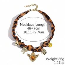 1PC Vintage Elegant Leopard Print Scarf Necklace Light Luxury High-End Heart Necklace Niche Patchwork Scarf Necklace Suitable For Daily Dating Commuting Outfits - 58-3308 Trái Tim Hổ Phách - Xem 11