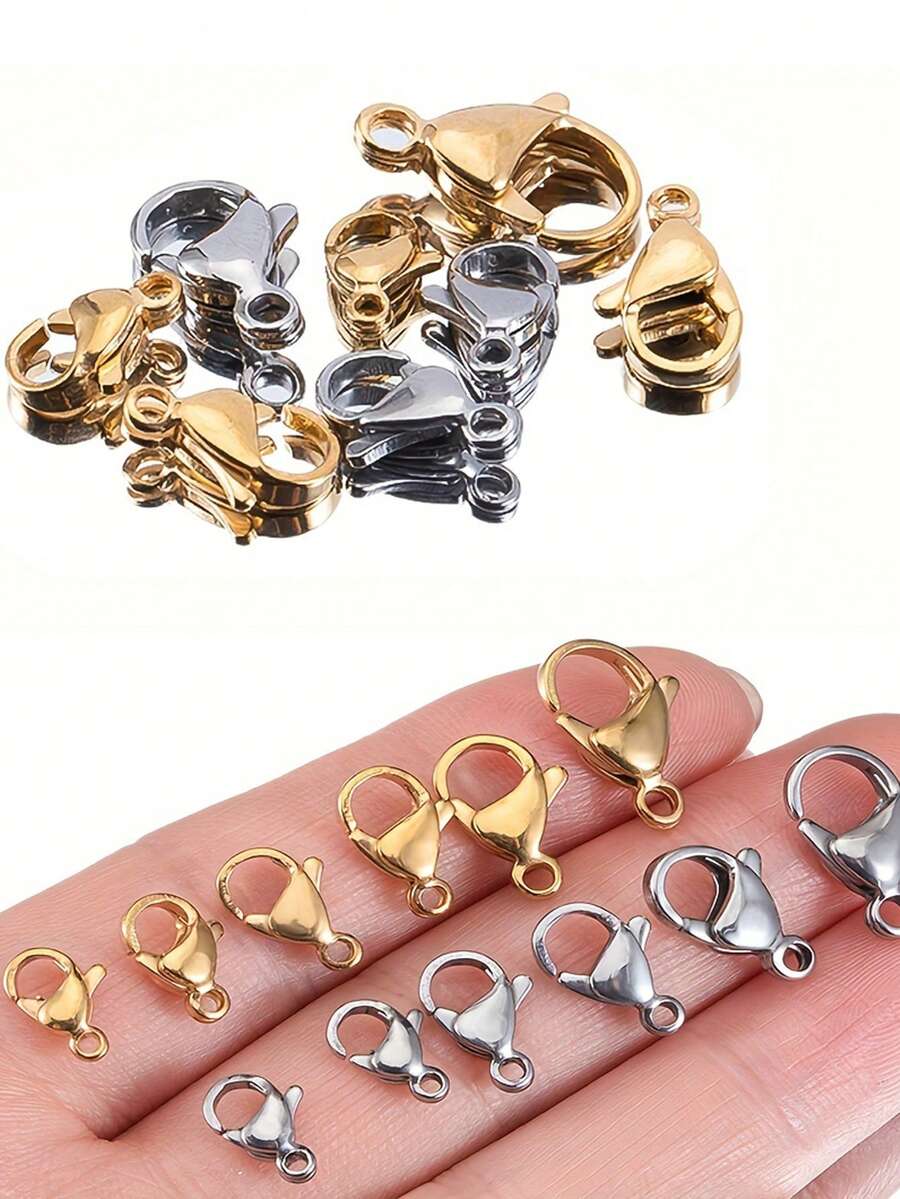 20/30/50pcs Stainless Steel Lobster Clasps, Secure Claw Connectors For Bracelet Necklace Chain, DIY Jewelry Making Supplies