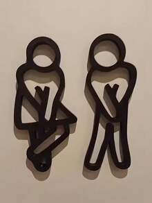 1 Pair Of (2pcs) Fun Bathroom Signs-Signals For Men's And Women's Toilets-Door Decorations For Men's And Women's Toilets - Multicolor - View 7