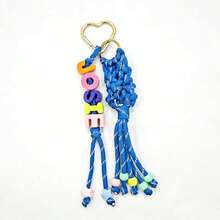 1个定制彩色信件袋挂饰编织彩色流苏绳心形钥匙扣姓名牌情人节礼物Y2K可爱 - 彩色 - 查看 16