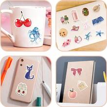 50pcs Vintage Watercolor Diary Stickers, Whimsical Sun Y2K Urban Aesthetic, Funny 80s 90s Cartoon Stickers, Suitable For Scrapbooking, Envelopes, Water Bottles, Computers, Laptops, Phones, Luggage, Notebooks, Fridges, Holiday Parties, Christmas, New Year Winter Decor - C - View 9