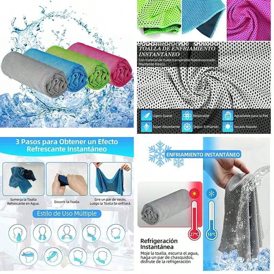 OpenHIToalla Deportiva de Enfriamiento Refrescante, Toallas Gimnasio de Hielo Fra Instantnea, Ejercicios De Secado Rpido Microfibras Toalla de Almacenamiento Para Correr Senderismo Golf Viaje Yoga - azul - Ver 1