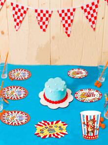 10pcs Carnival Party Decorations Set, Including Carnival Circus Theme Plates, Napkins And Cups, Disposable Circus Theme Paper Tableware Set, Suitable For Birthday, Baby Shower Party, Serves 10 Guests - Multicolor - View 3