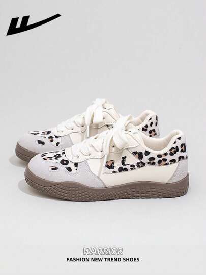  1双 WARRIOR 女士厚底系带软底休闲鞋，低帮户外平底鞋，圆头低跟防滑纯色优雅软底徒步鞋，适合学生、毕业照、平底鞋、女士皮革滑板鞋