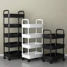 3/4/5 Tier Heavy Duty Rolling Storage Cart - Compact Movable Storage Shelving Unit, Made Of Sturdy Plastic Structure. Easy Assembly Without Tools, Space-Saving Design, Suitable For Kitchen, Bathroom, Office And Bedroom. Ideal For Home And Commercial Use. White/Black Heavy Duty Storage Cart, Compact And Durable Design. - Multicolor - View 10