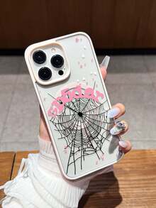 Personalized Spider Web & Star Magnetic Ring Shockproof Phone Case, Supports Wireless Charging, Suitable Compatible With Samsung S24/S25/S23 S Series And A55/A15/A15 A Series, 17, 16 Pro Max, 14/13, 12, 11 Pro Max, 15 Pro Max, 17 Pro Max, Can Be Used As Birthday Gift, Girlfriend, Boyfriend Or Self-Use - Pink - View 3