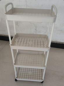 1pc Kitchen Storage Rack, Freestanding Movable Utility Cart, Multi-Function Vegetable Basket Holder - Multicolor - View 13