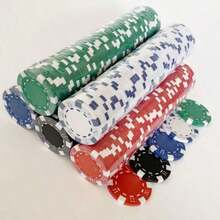 100 片装 - ABS 蒙特卡洛扑克筹码，赌场级条纹图案扑克筹码，适用于德州扑克、二十一点、扑克之夜游戏 - 非常适合纸牌游戏、扑克游戏、家庭游戏之夜或聚会、派对（颜色随机） - 彩色 - 查看 2