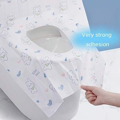 10 Individually Wrapped Disposable Toilet Seat Covers, Toilet Seat Pads, Toilet Seat Seat Covers, Extended And Widened, Waterproof And Dustproof With Cute Rabbit Patterns, Suitable For Public Bathrooms, Travel, Airplanes, Hotels, And Homes - A Must-Have For Hygiene And Bathroom Use