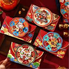 【随机款式】2026年中国新年旋转红包，创意设计，寓意吉祥富贵，可装30张纸币，热门节日现金礼品包装 - 彩色 - 查看 6