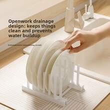 创意厨房收纳架 | 塑料碗碟锅盖沥水架，节省空间的家用餐具收纳架 - 彩色 - 查看 8