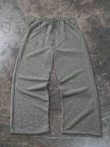 加大码宽松多色男士运动裤，抽绳设计，舒适百搭 - 深灰色 - 查看 2