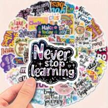 100 Inspiration Quotes Stickers, Cartoon Style Inspirational Stickers, Self-Adhesive Reusable, Matte Surface, Suitable For Laptops, Guitars, Luggage, Skateboards, Etc - Multicolor - View 7